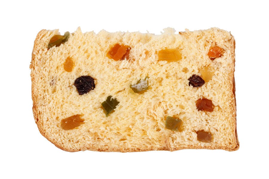 Foto Panetone Fatia Frutas Cristalizadas Fundo Branco
