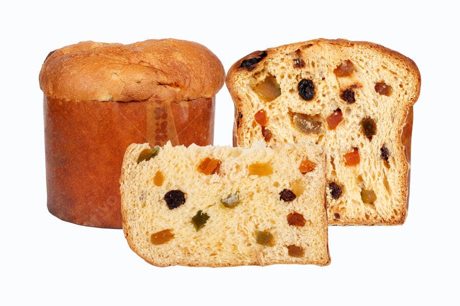 Foto Panetone Fatiado Frutas Cristalizadas Natal Fundo Branco