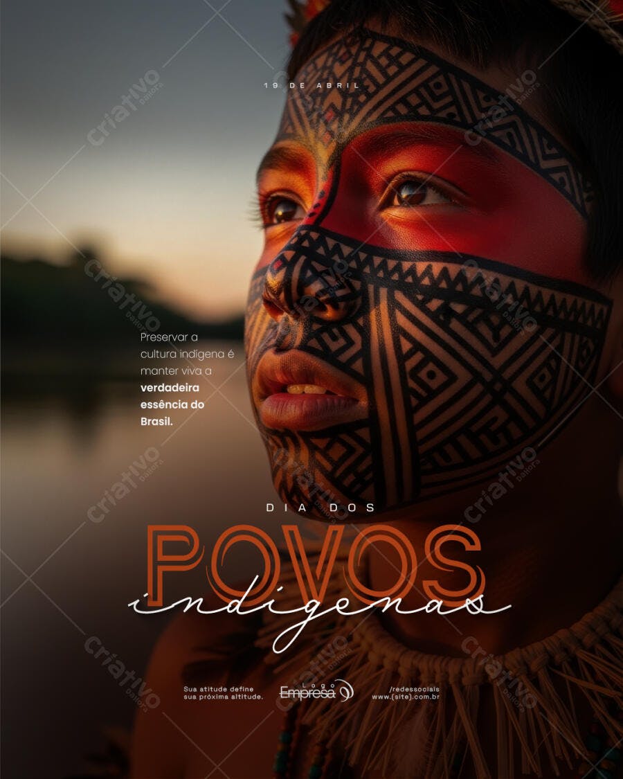 Post Dia dos Povos Indígenas 19 de Abril PSD Editável