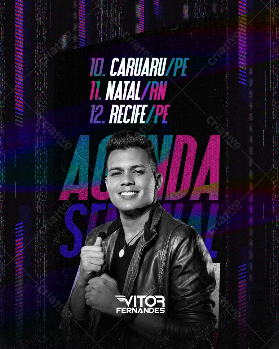 Post Instagram Agenda Semanal Cantor PSD Editável