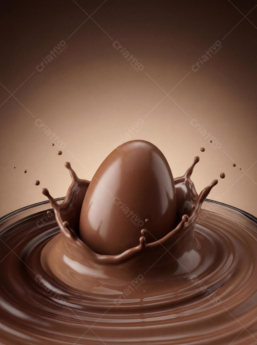 Foto Ovo de Páscoa Chocolate Caindo em Líquido