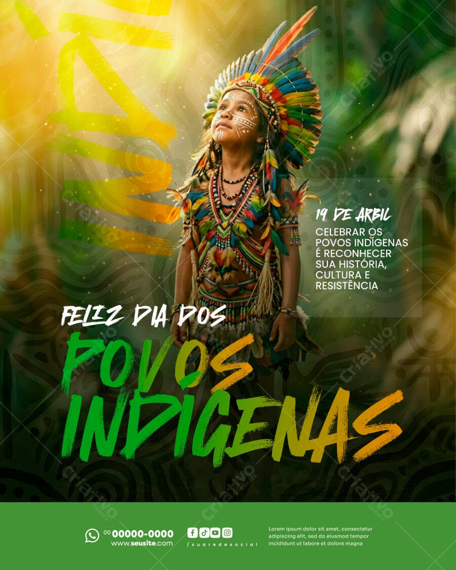 Post Dia dos Povos Indígenas 19 de Abril PSD Editável