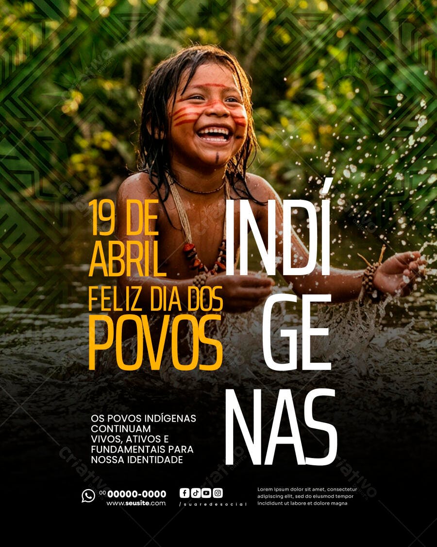 Feliz Dia dos Povos Indígenas 19 de Abril PSD Editável