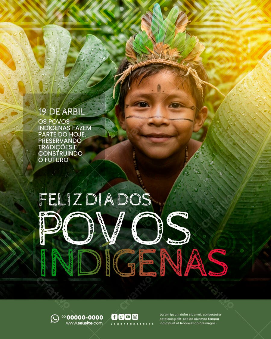 Post Instagram Dia dos Povos Indígenas 19 de Abril PSD Editável