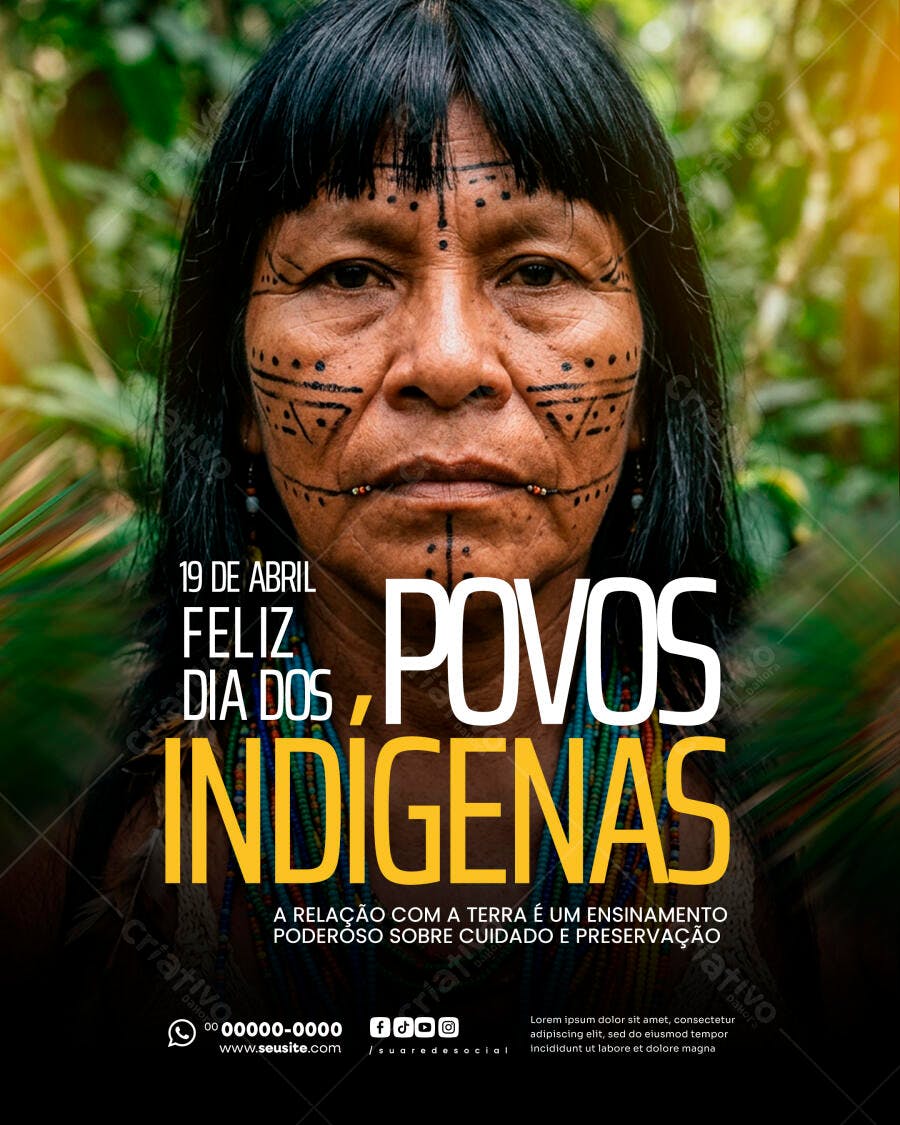 Post Dia dos Povos Indígenas 19 de Abril PSD Editável