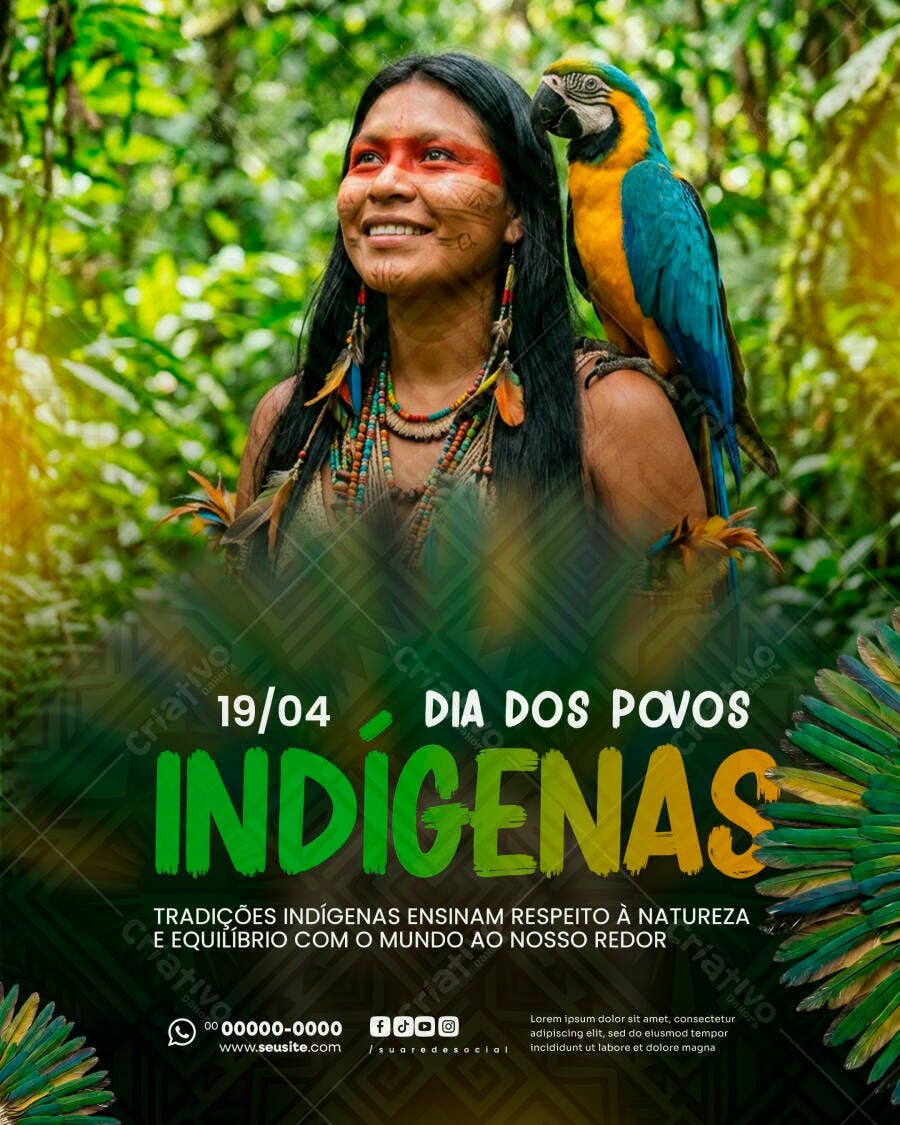 Post Dia dos Povos Indígenas 19 de Abril PSD Editável