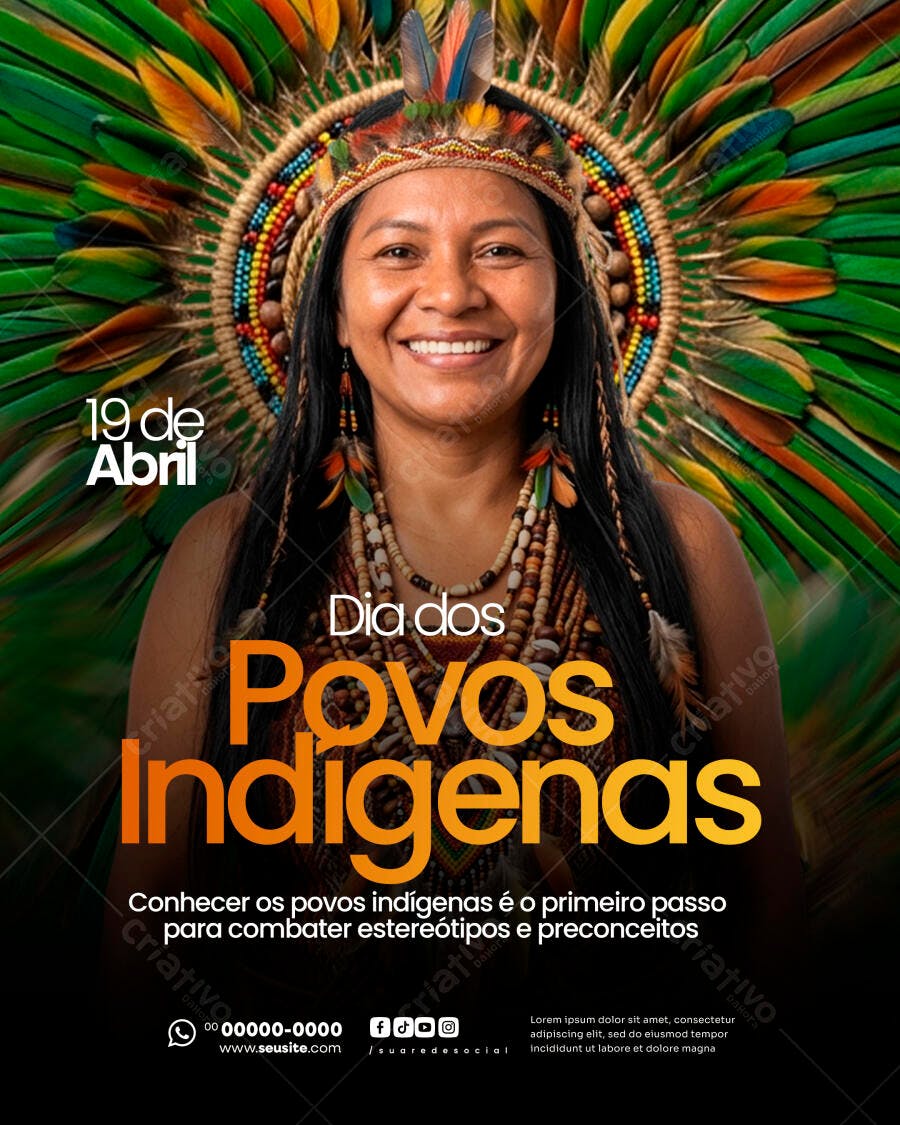 Post Instagram Dia dos Povos Indígenas 19 de Abril PSD Editável