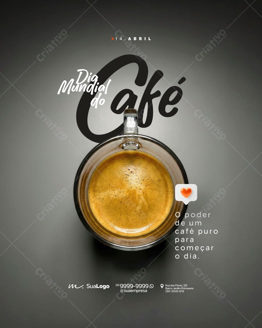 Post Instagram Dia Mundial do Café Cafeteria PSD Editável