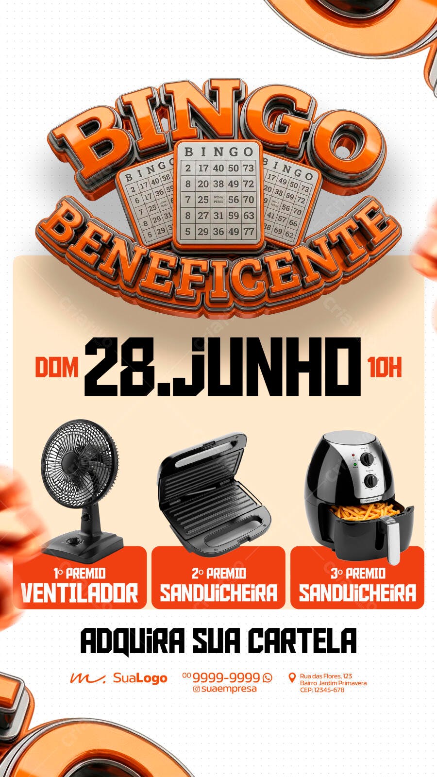 Post Instagram Bingo Beneficente Junho PSD Editável