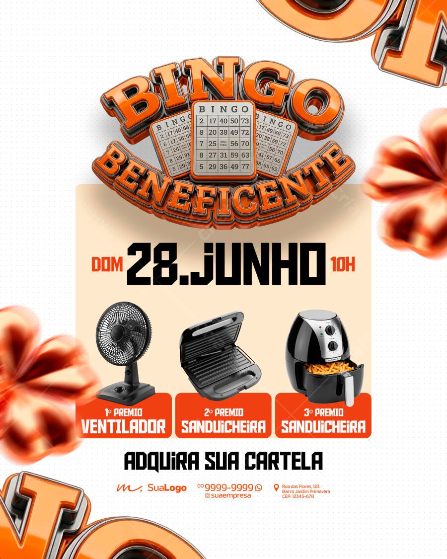 Bingo Beneficente Junho PSD Editável