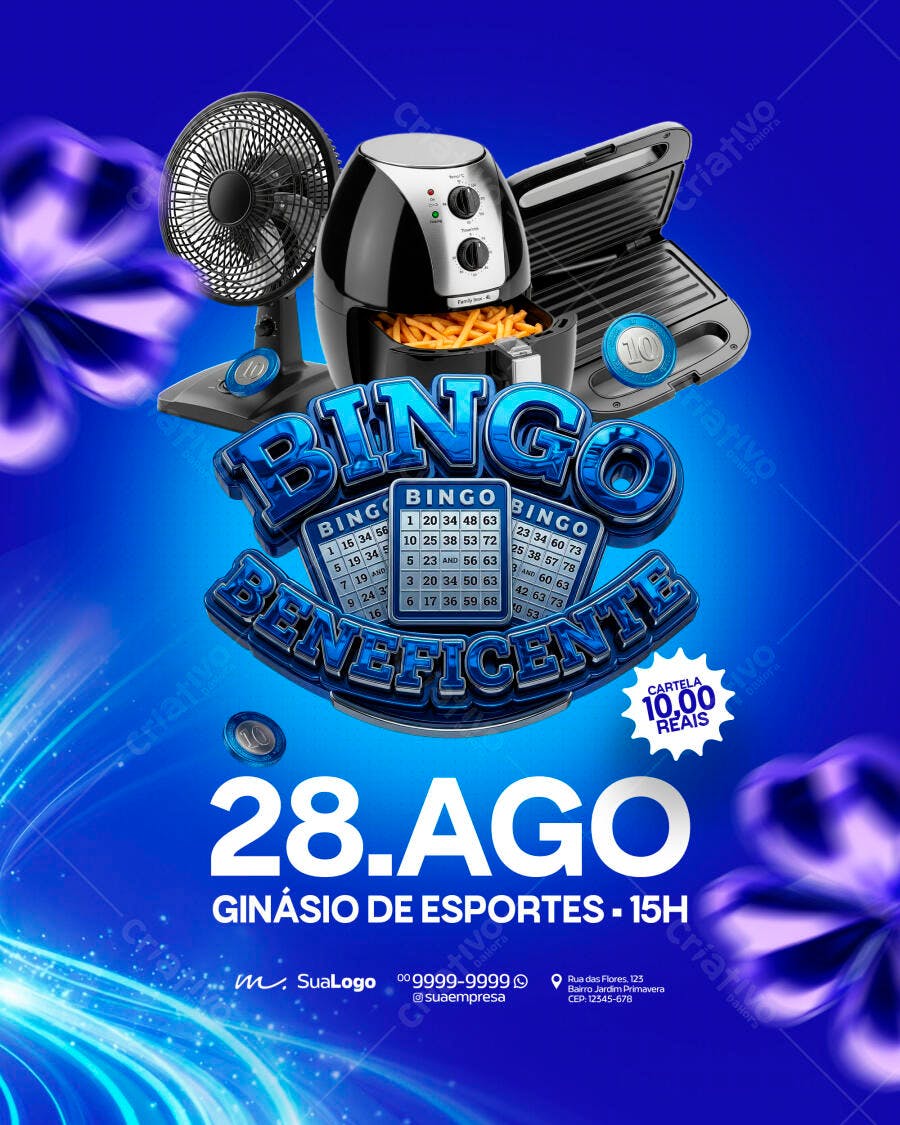 Flyer Bingo Beneficente Agostinho PSD Editável