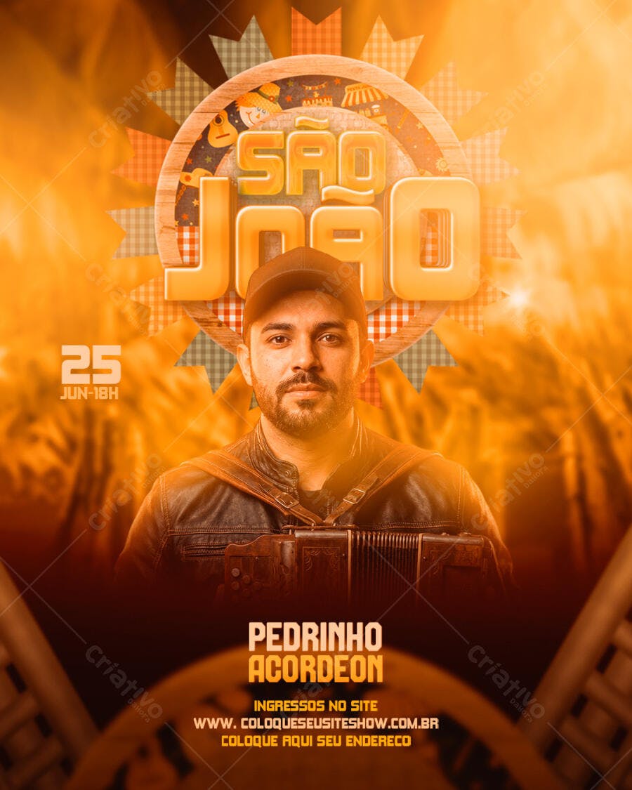 Post Instagram São João Festa Junina Forró PSD Editável