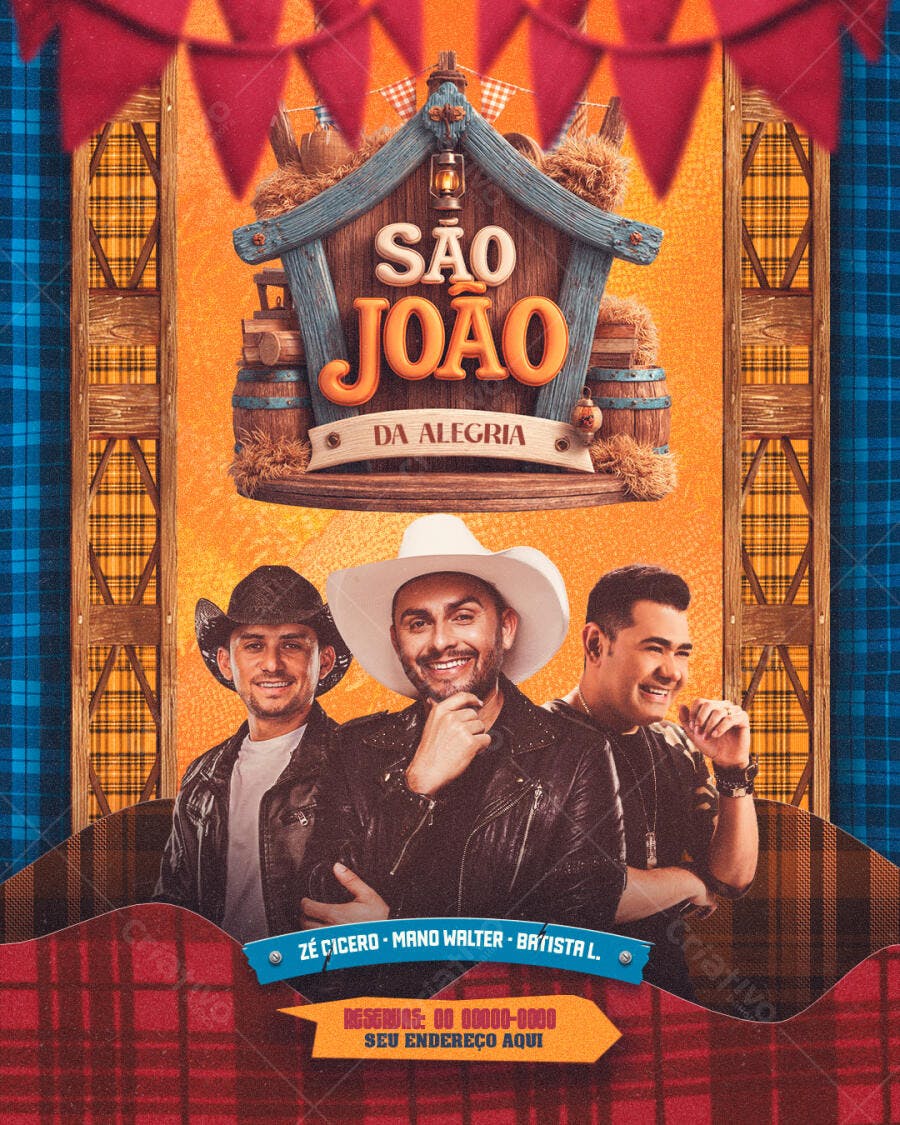 Flyer Festa Junina São João Arraial PSD Editável