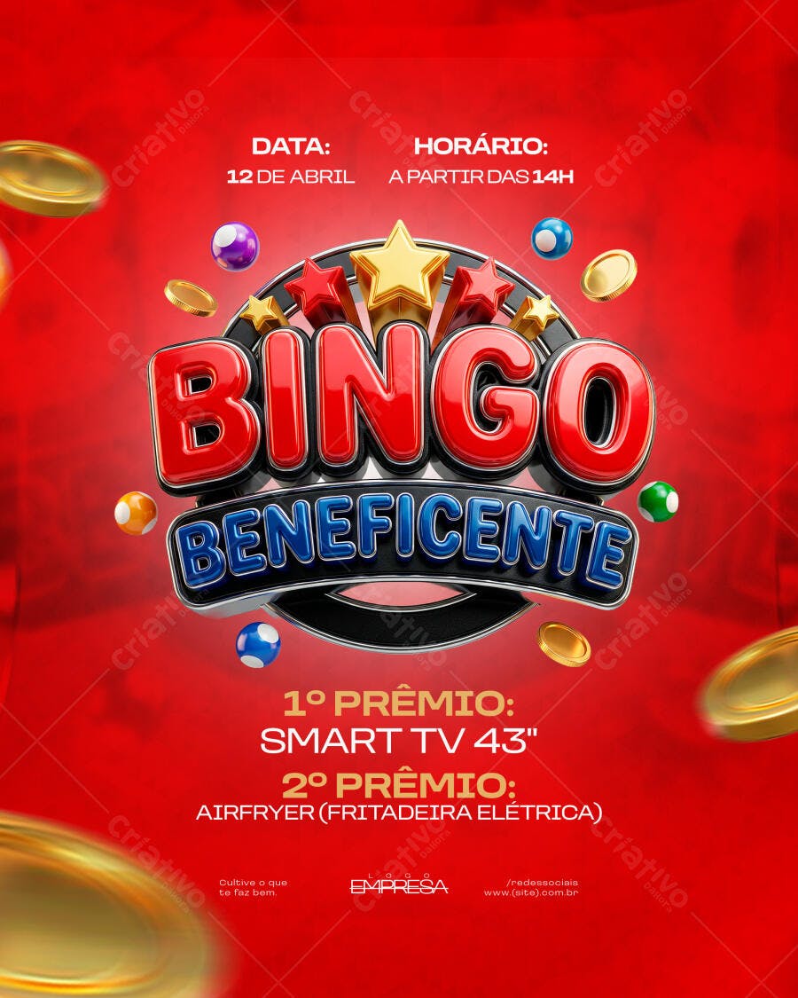 Flyer Bingo Beneficente Premiação PSD Editável
