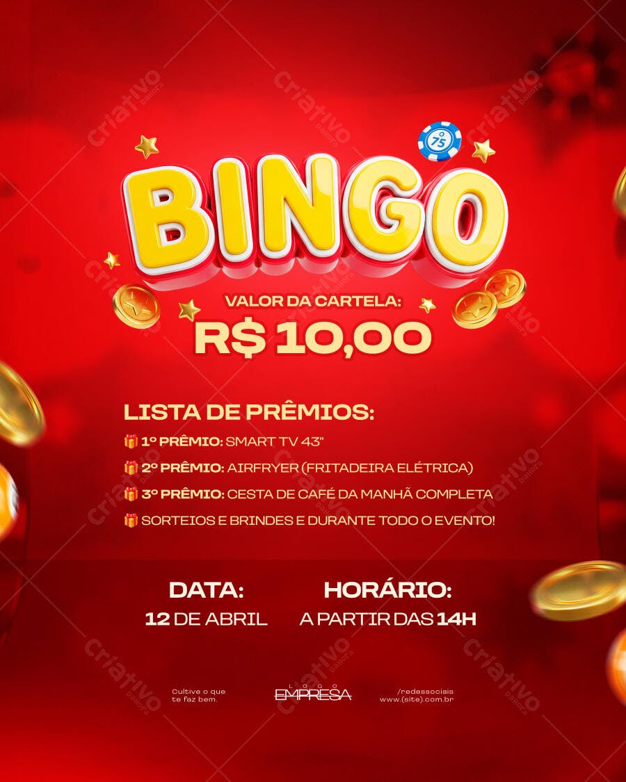Bingo Evento Sorteio Prêmios PSD Editável