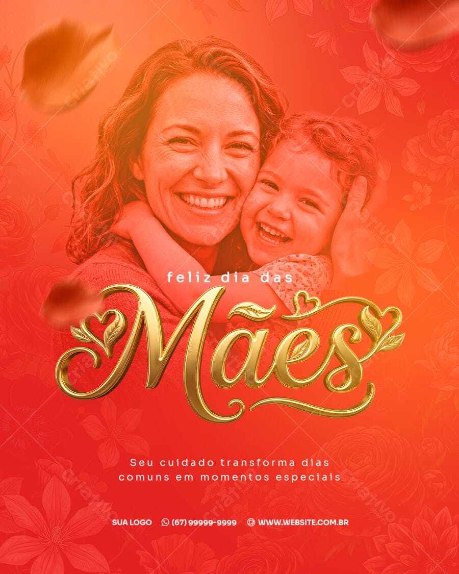 Post Dia das Mães Família Amor Vermelho PSD Editável