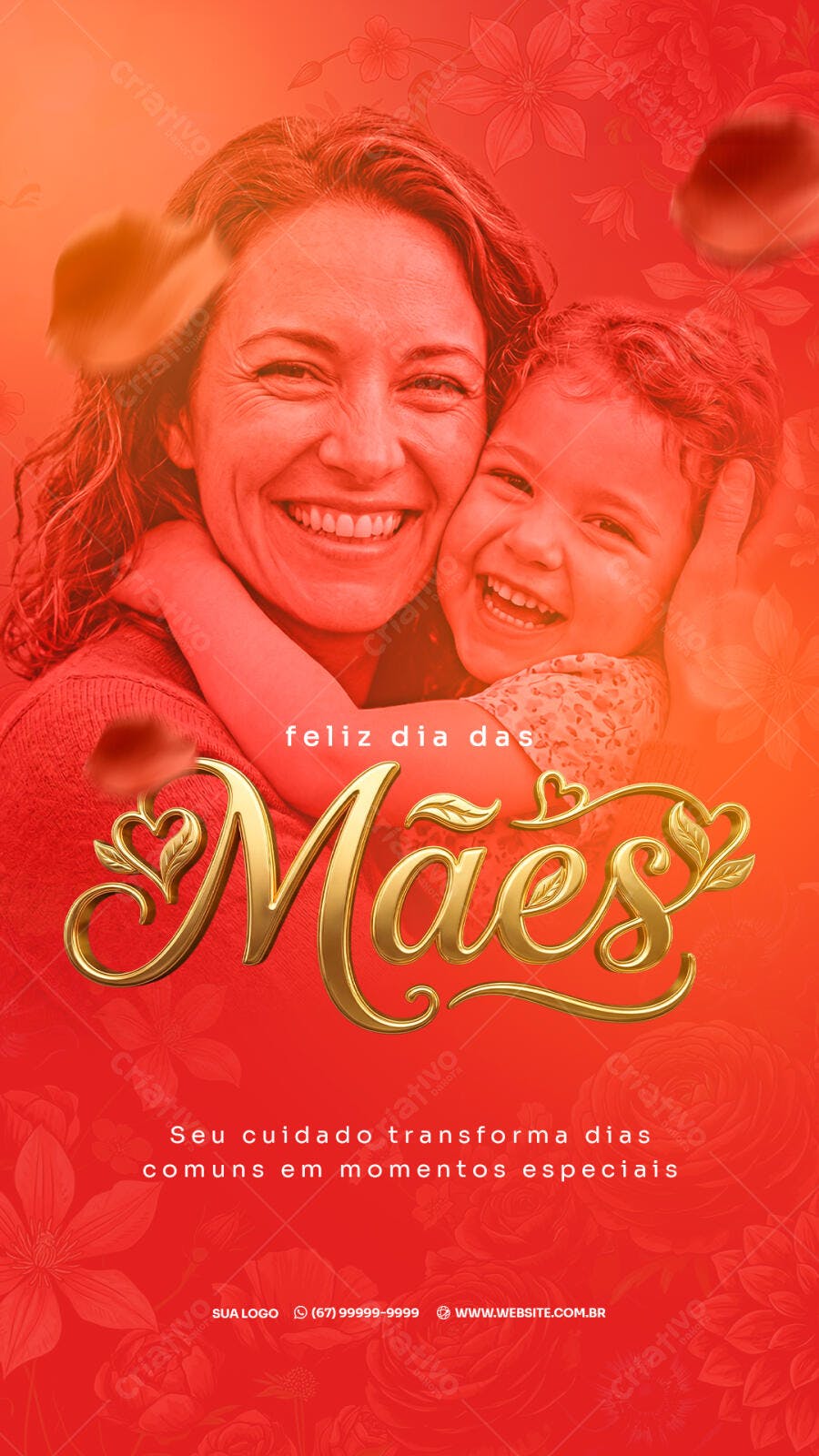 Story Dia das Mães Vermelho Dourado PSD Editável