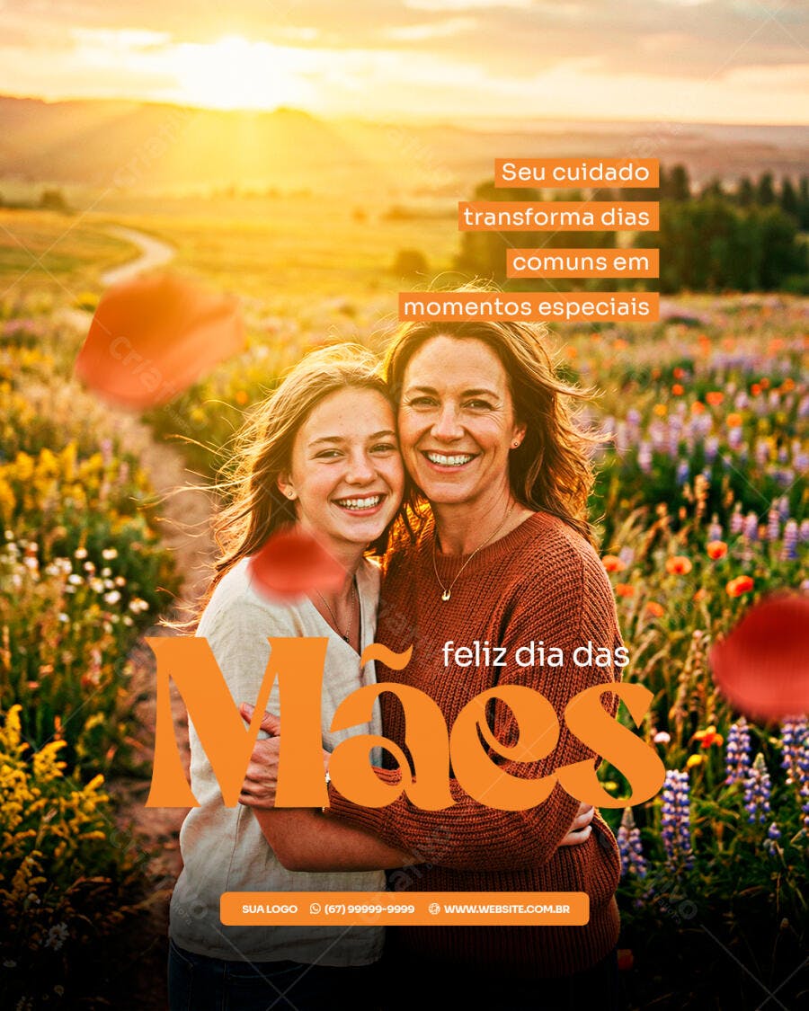 Post Instagram Dia das Mães Família Pôr do Sol PSD Editável