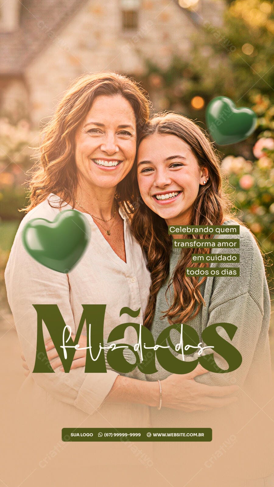 Story Instagram Dia das Mães Família Verde PSD Editável