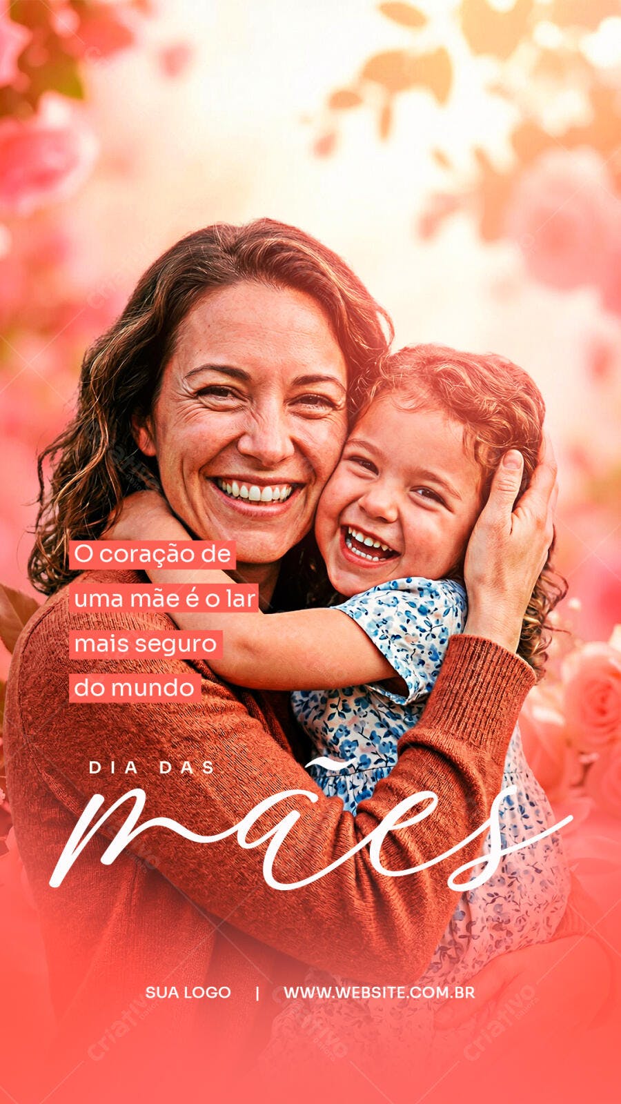 Story Dia das Mães Afeto Família Rosa PSD Editável