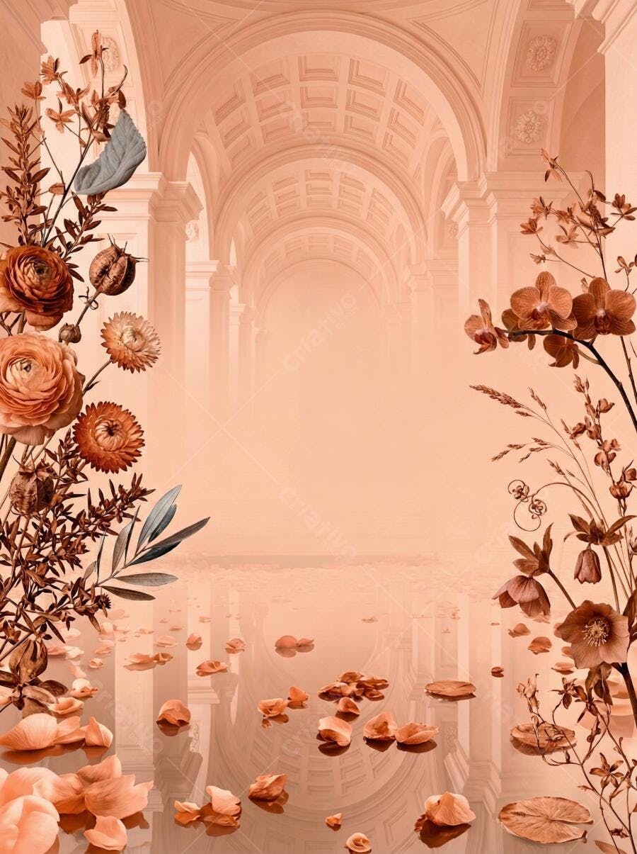 Textura Fundo Romântico Floral Rosê para Eventos e Web Design