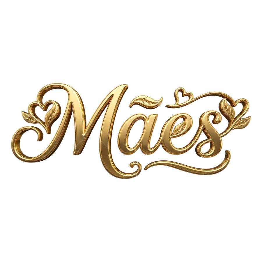 Selo 3D Mães Dourado Metalizado PNG Fundo Transparente Dia das Mães