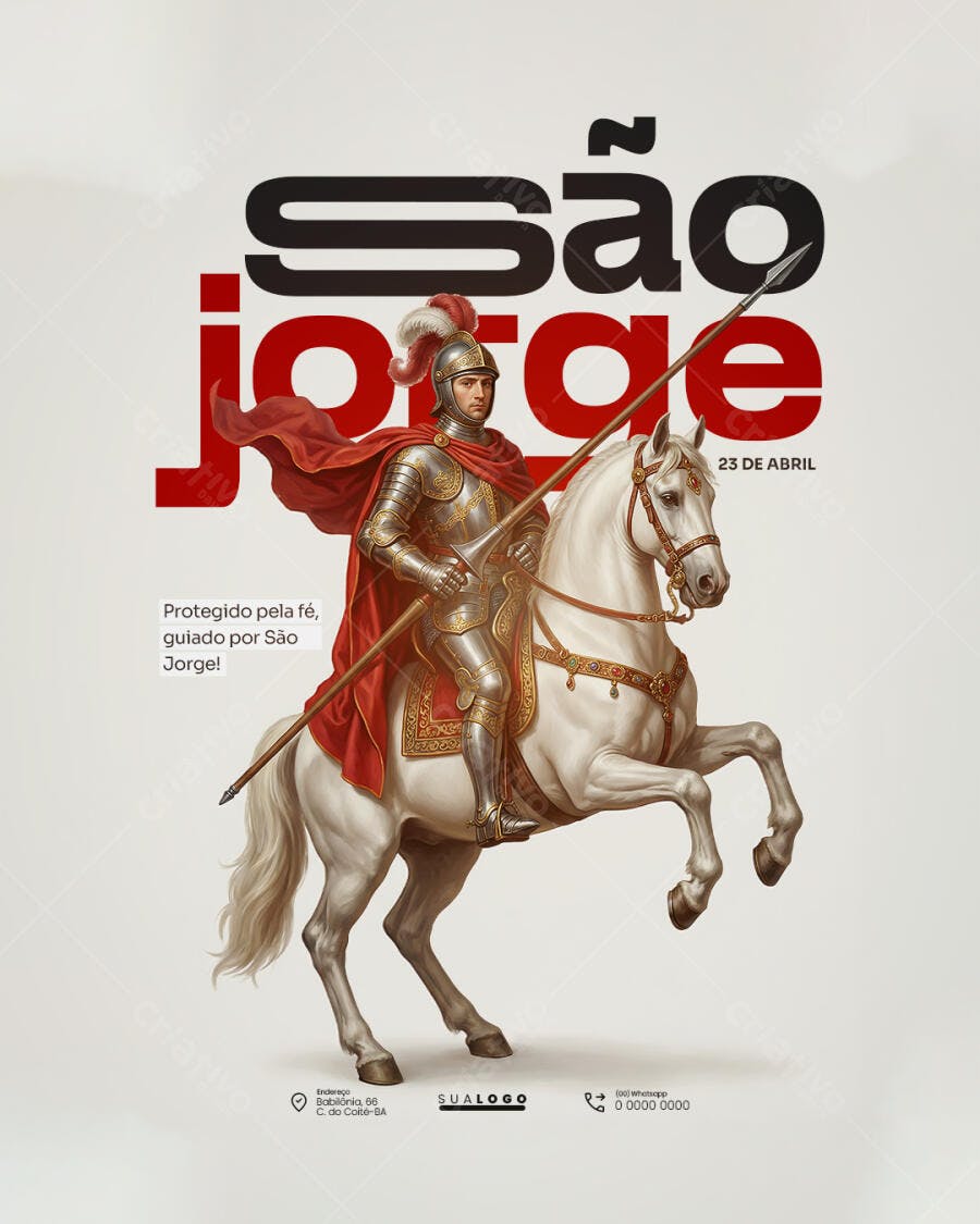 Post Instagram Dia de São Jorge PSD Editável