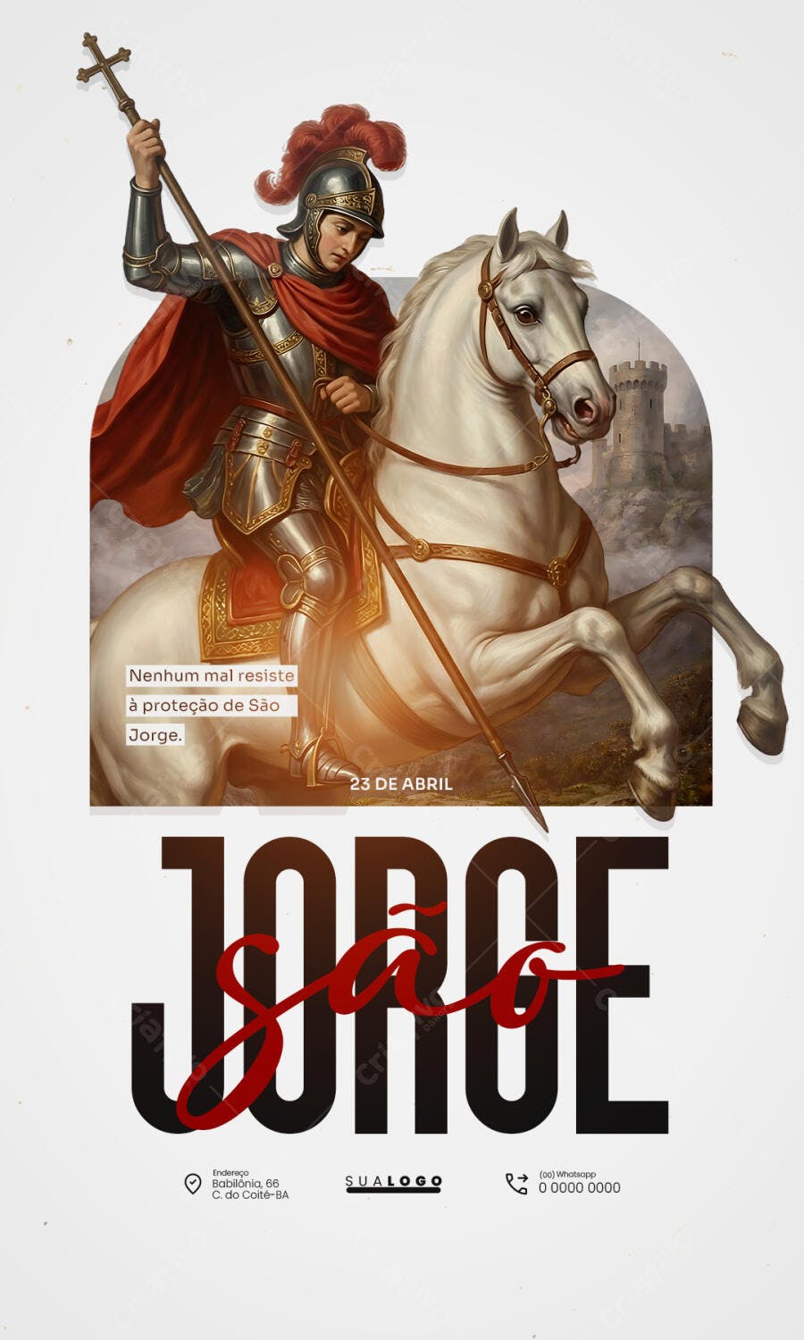 Post Instagram Dia de São Jorge 23 Abril PSD Editável