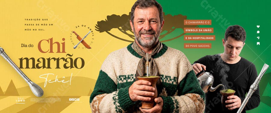 Banner Dia do Chimarrão Gaúcho Tradicional PSD Editável