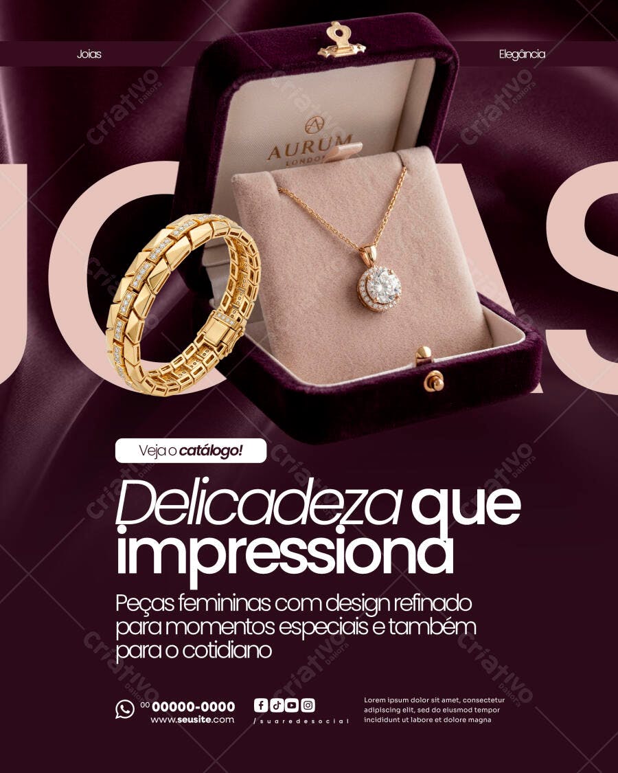 Post Instagram Joias Luxo Feminino PSD Editável