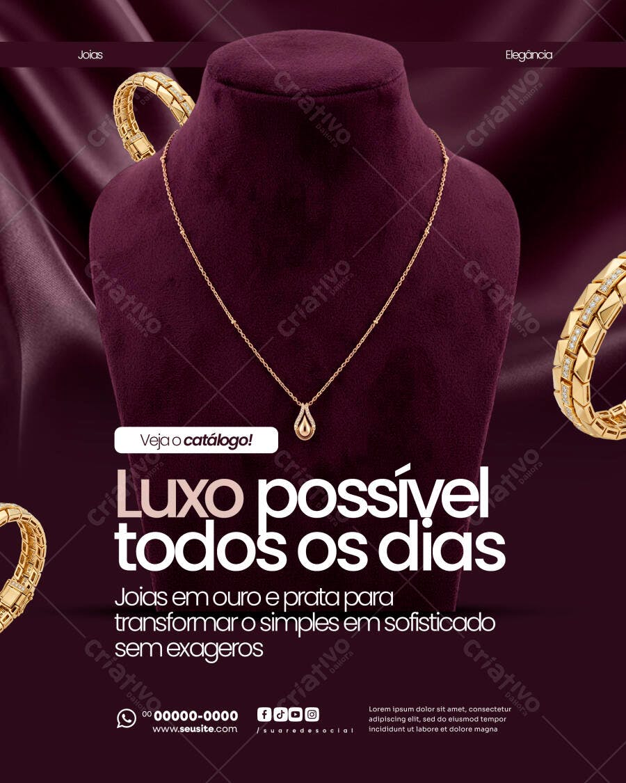 Post Instagram Joalheria Luxo Elegante PSD Editável