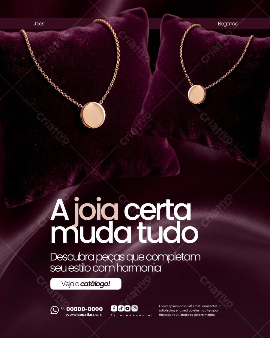 Post Instagram Joias Acessórios Elegantes PSD Editável
