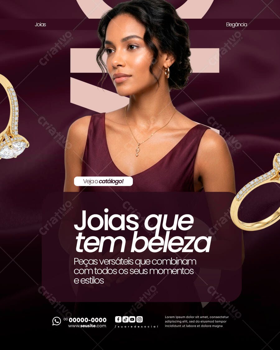 Post Instagram Joias e Semijoias Elegante PSD Editável