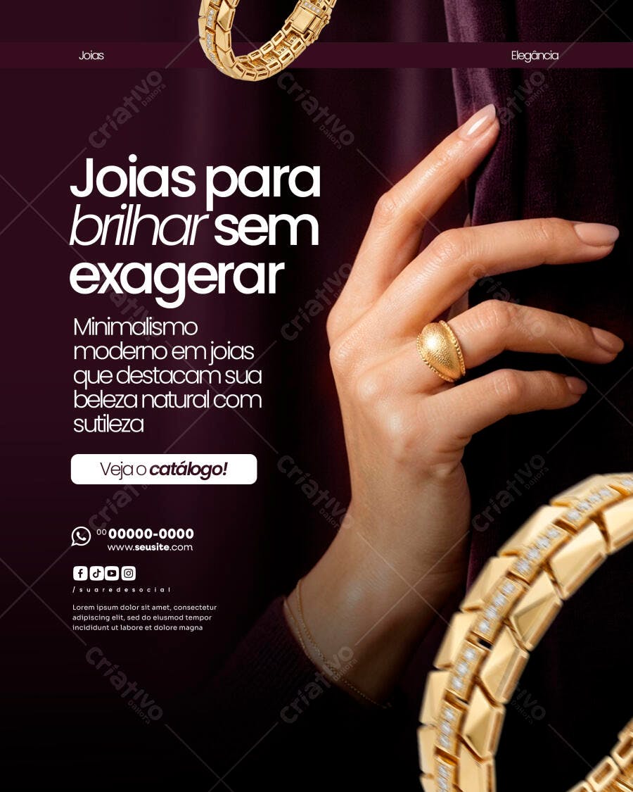 Post Instagram Joias Minimalistas Luxo PSD Editável