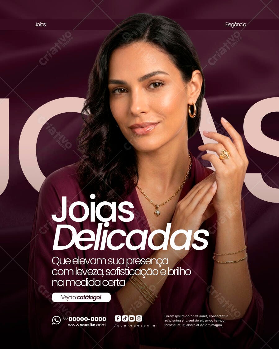Post Instagram Joias Delicadas Elegância PSD Editável