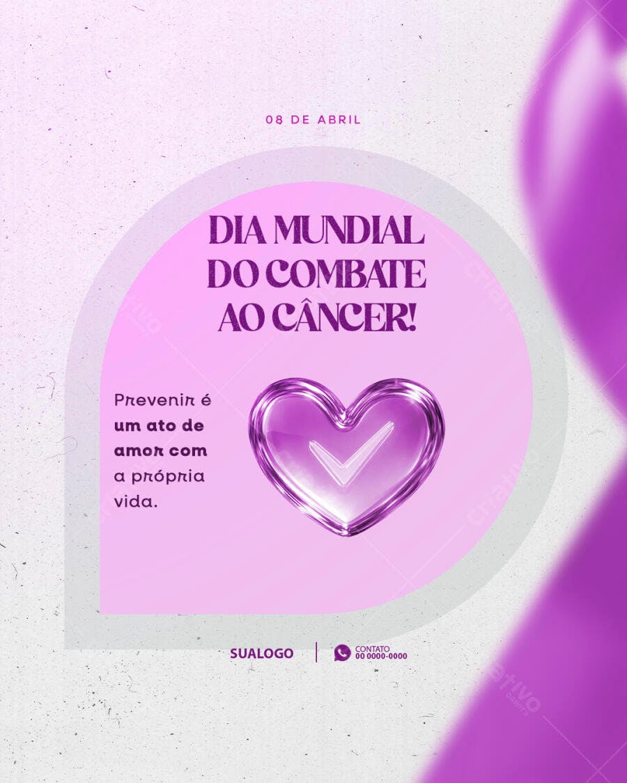 Post Instagram Dia Mundial Combate ao Câncer PSD Editável