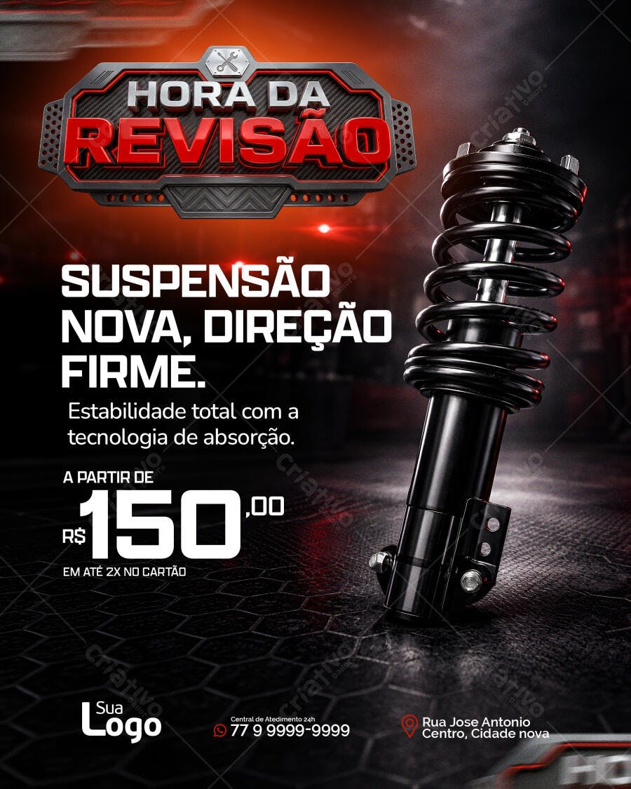 Post Instagram Hora da Revisão Auto Center PSD Editável