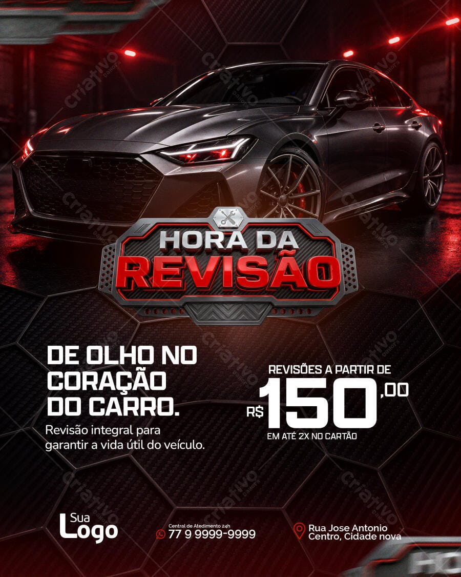 Flyer Revisão Automotiva Oficina Mecânica PSD Editável