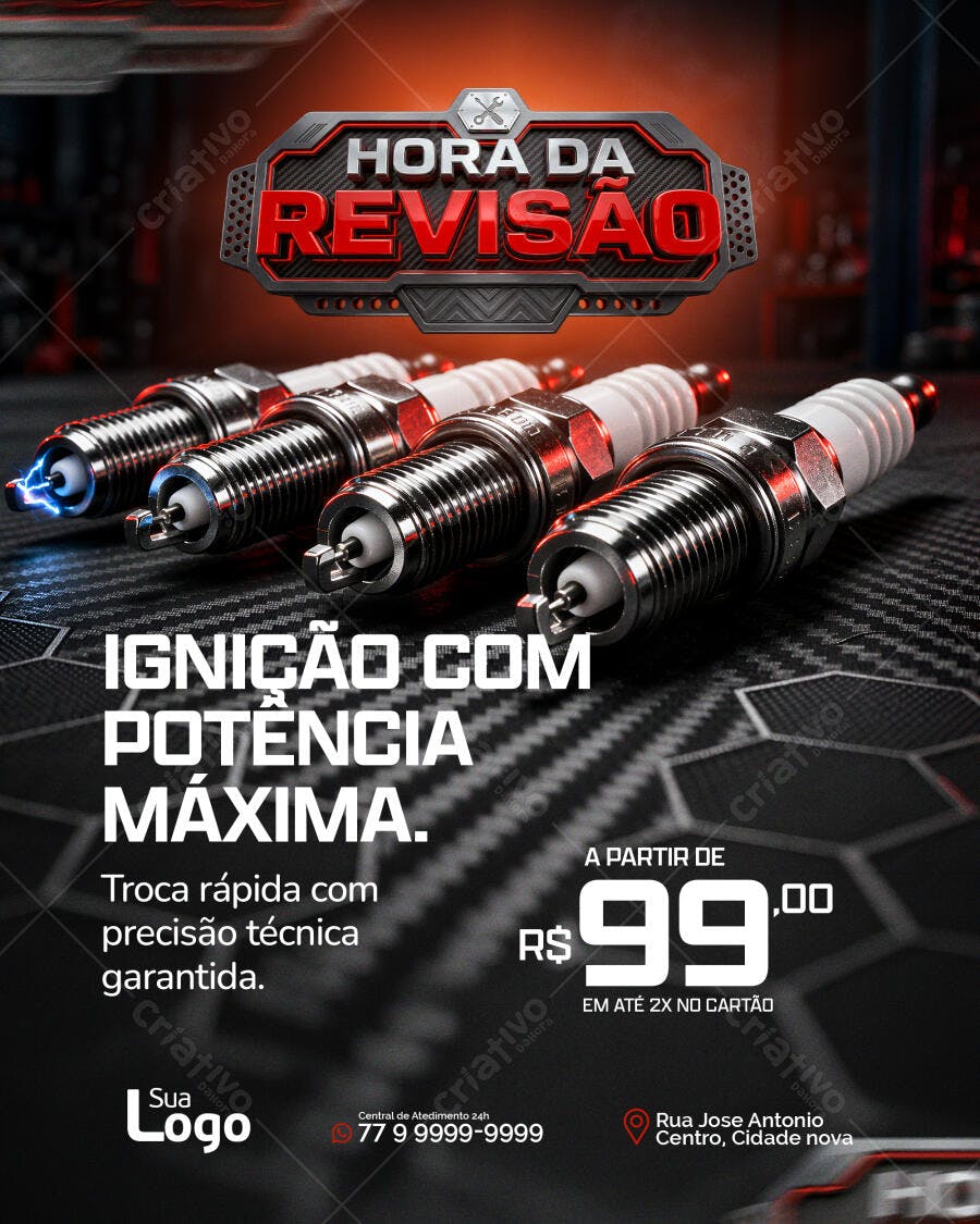 Flyer Hora da Revisão Auto Center Mecânica PSD Editável