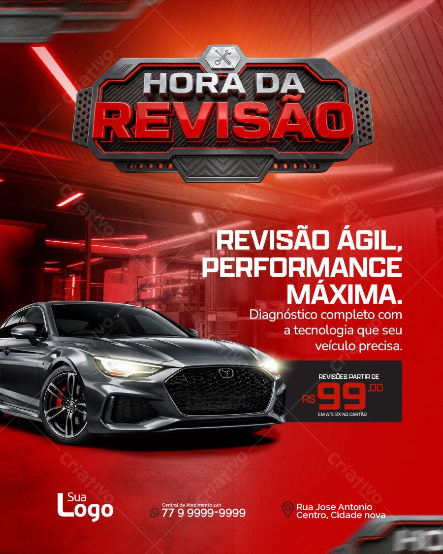 Flyer Hora da Revisão Auto Center PSD Editável