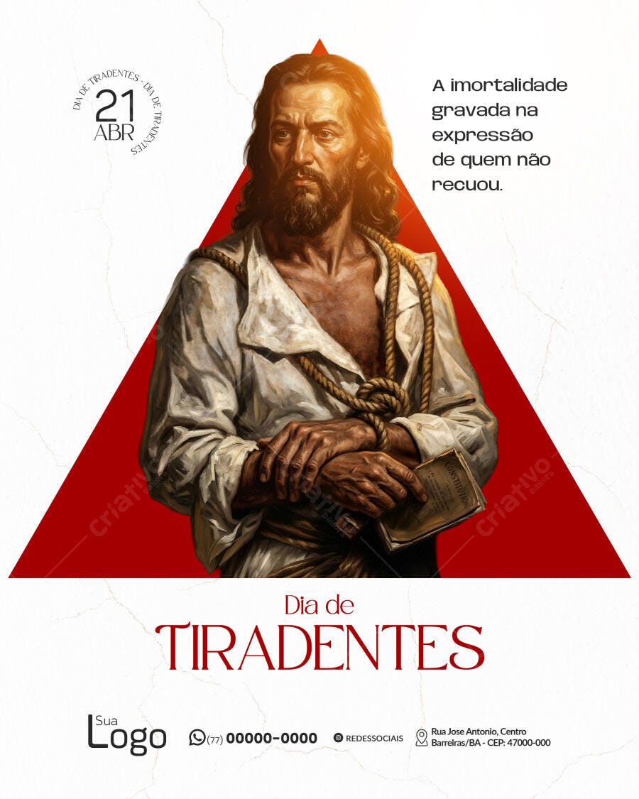 Post Instagram Dia de Tiradentes 21 Abril PSD Editável