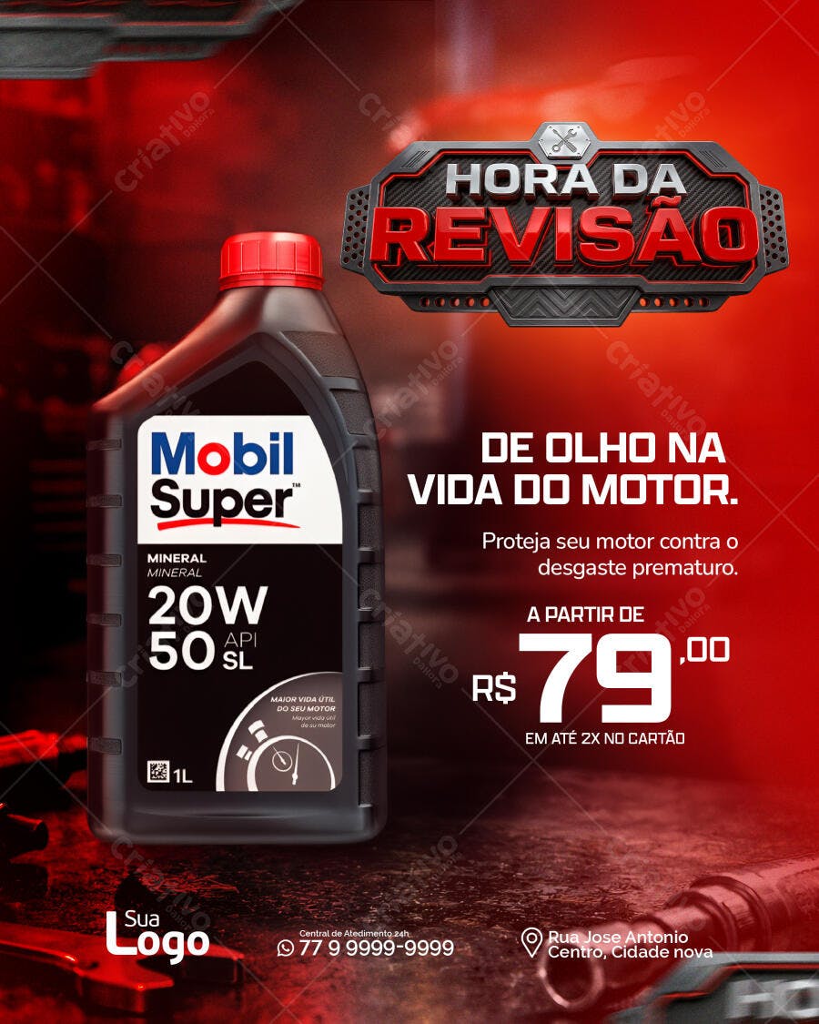 Post Instagram Hora da Revisão Auto Center PSD Editável