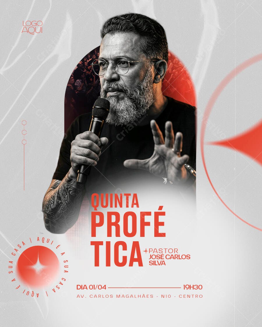Flyer Evento Religioso Quinta Profética PSD Editável