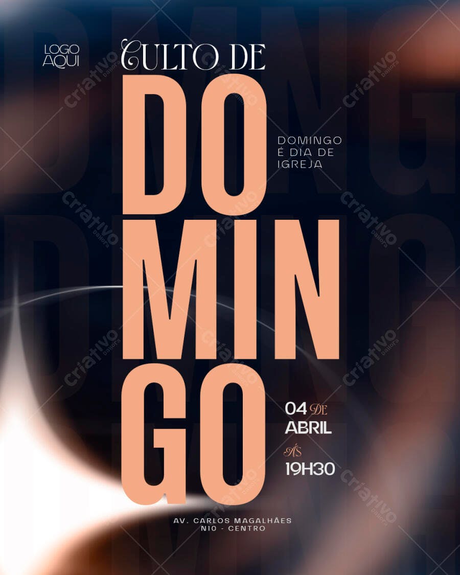 Flyer Culto de Domingo Igreja Evangélica PSD Editável
