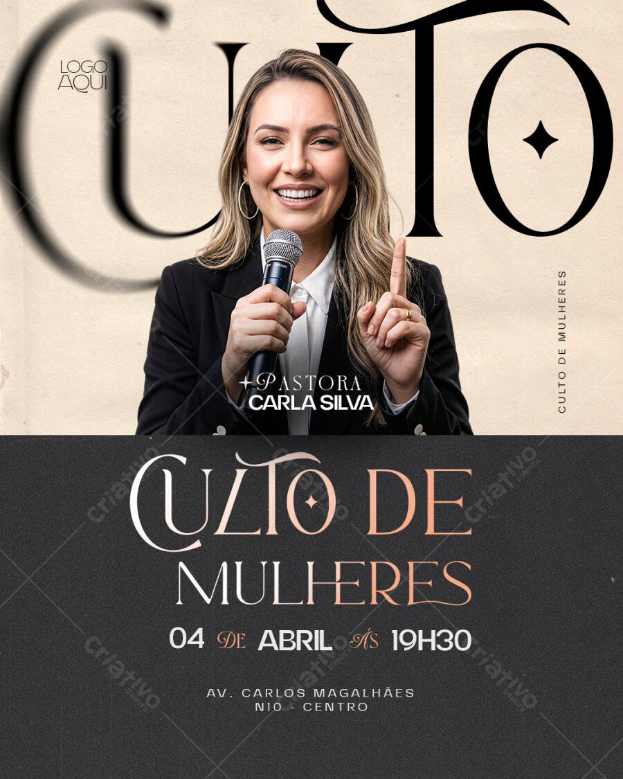 Flyer Culto de Mulheres Igreja Cristã PSD Editável