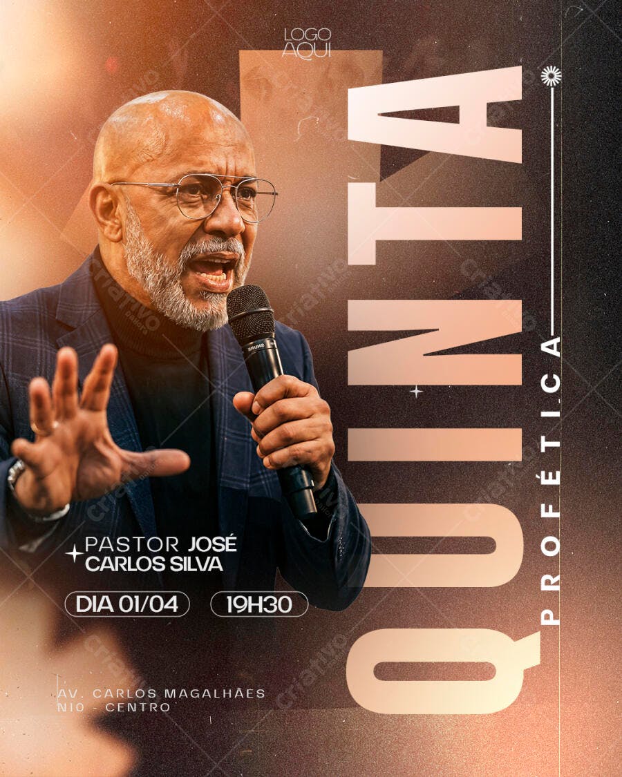 Post Instagram Igreja Culto Quinta Profética PSD Editável