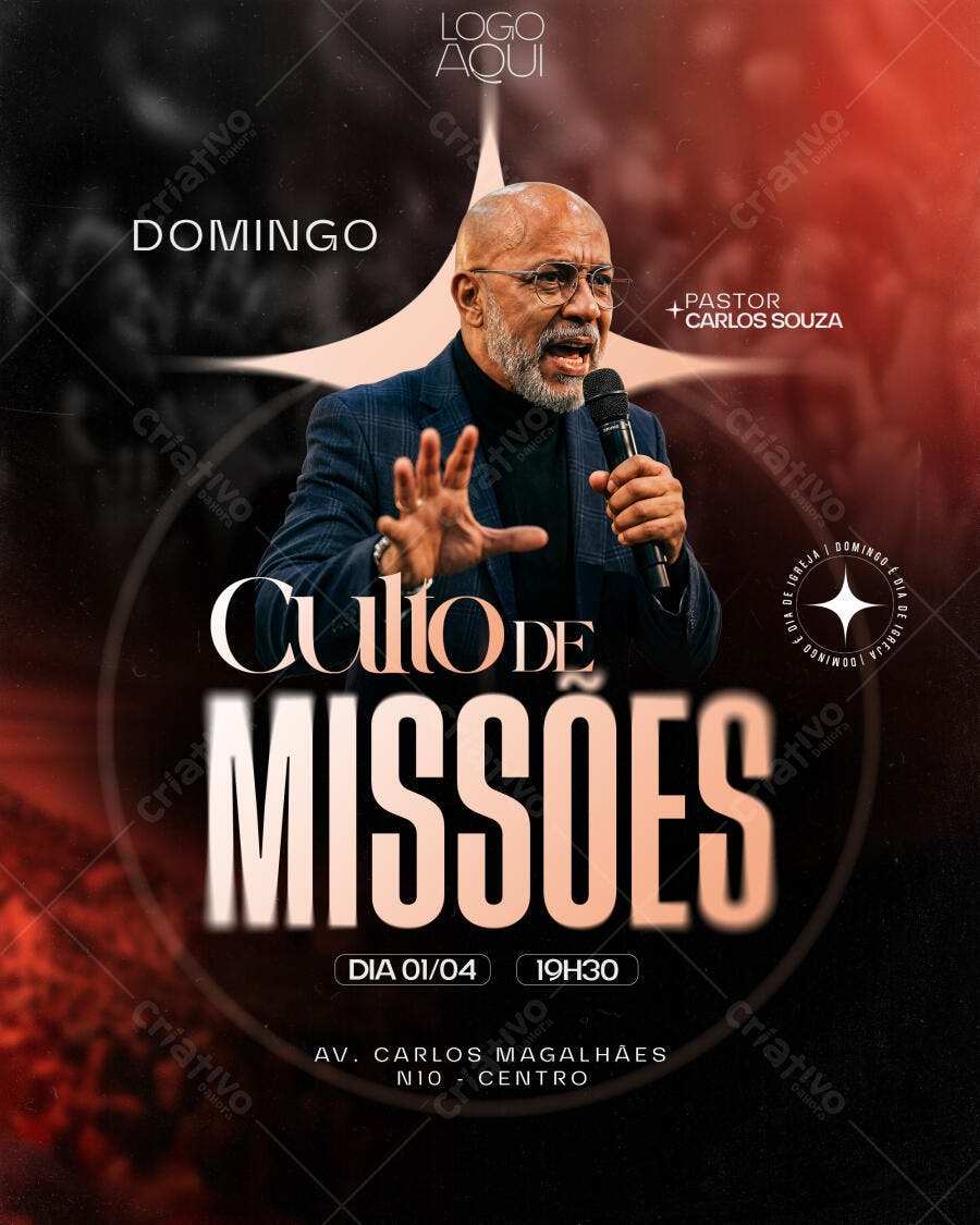 Culto de Missões Domingo 01/04 Igreja PSD Editável