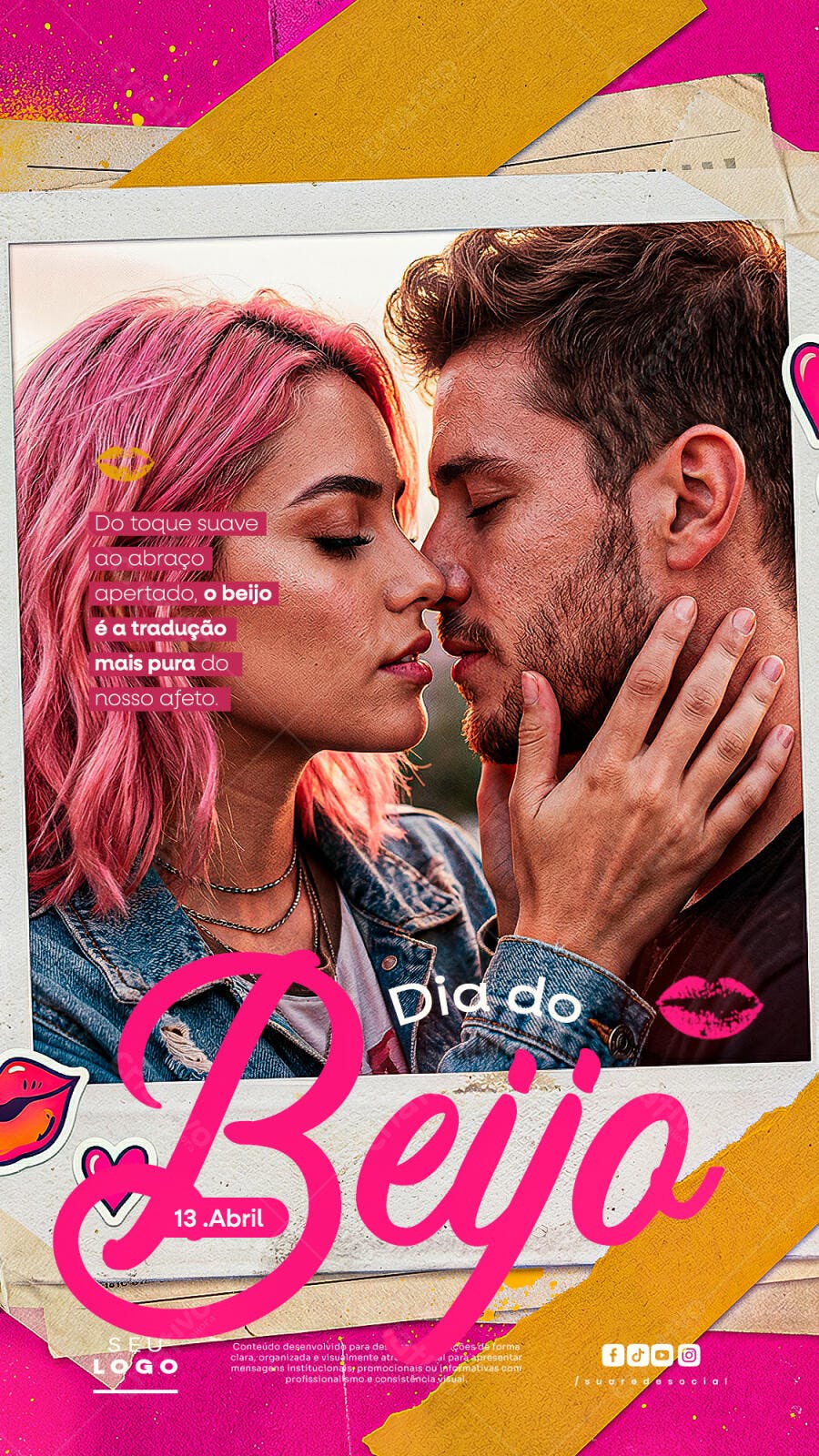 Social Media Dia do Beijo 13 de Abril PSD Editável