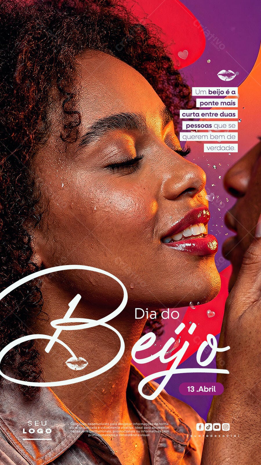 Social Media Dia do Beijo 13 de Abril PSD Editável
