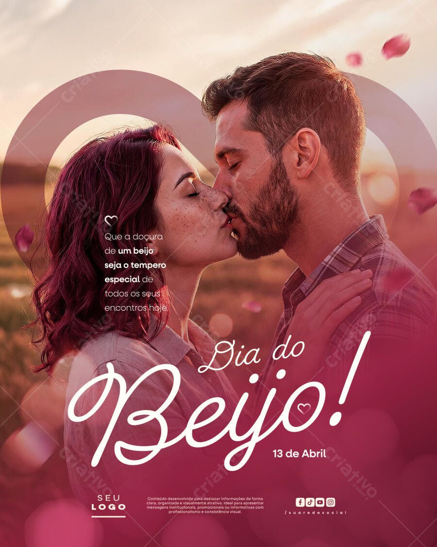Social Media Dia do Beijo 13 de Abril PSD Editável